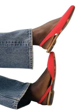 NEW ROTHY'S Almond Slingback Flats Lollipop Red